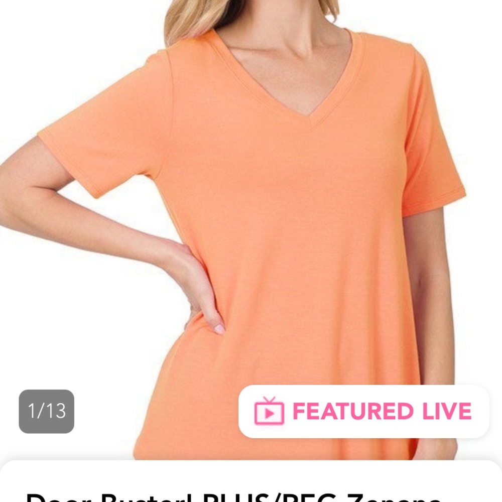 XL coral Zenana v-neck t-shirt